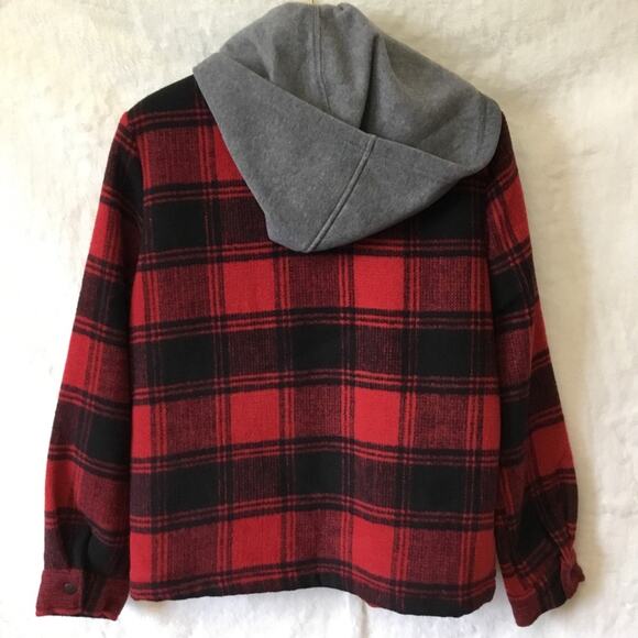 Temt Red Plaid Sherpa-Lined Hoodie Jacket - Picture 9 of 12